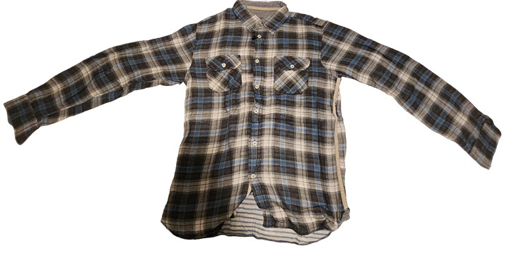 Shirt By Shirt Atelier Gray and Blue Striped Button-Up Shirt (Size S)