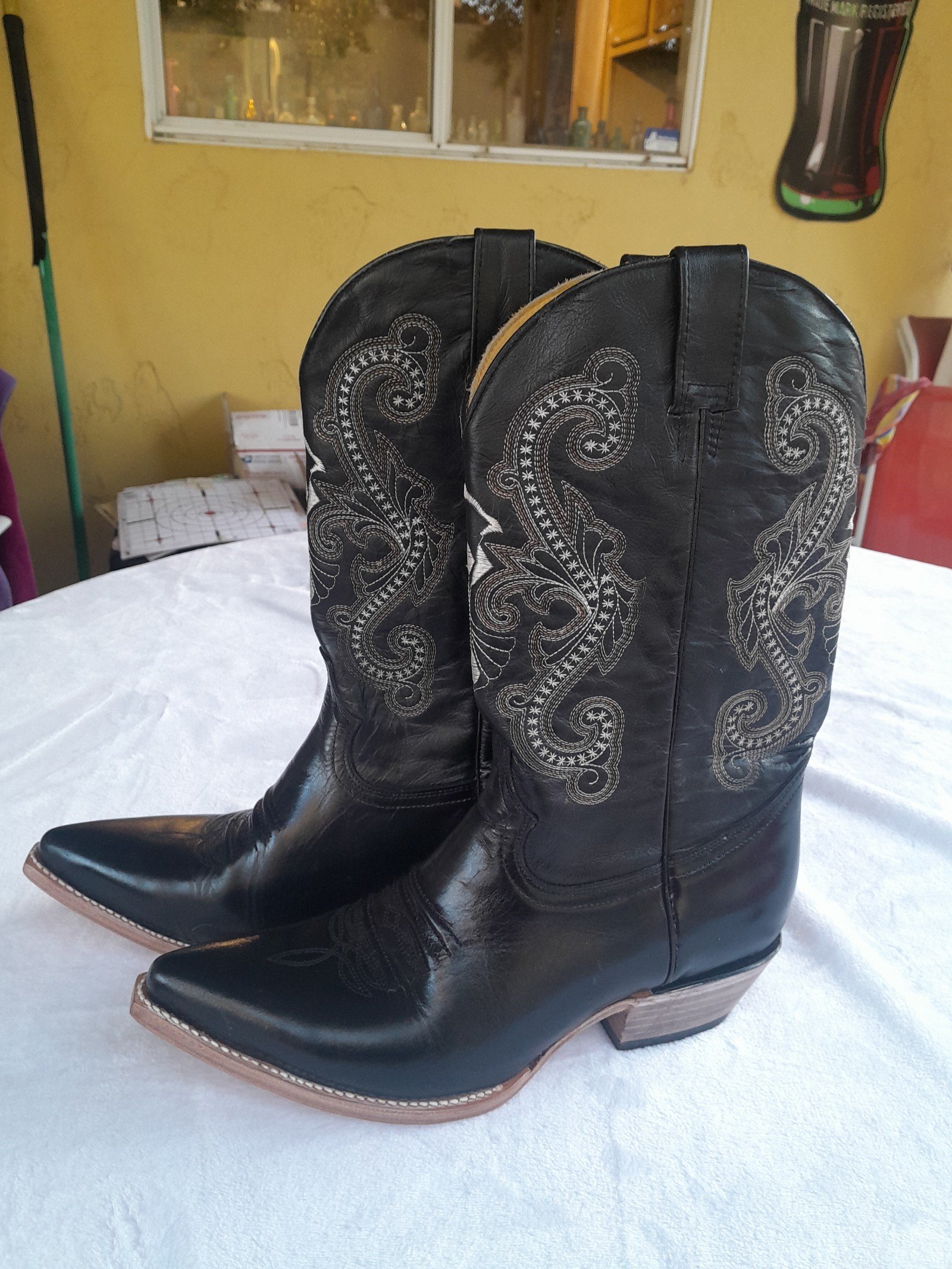 Carreta Men's Black Leather Western Cowboy Boots Size 11.5 NWOB