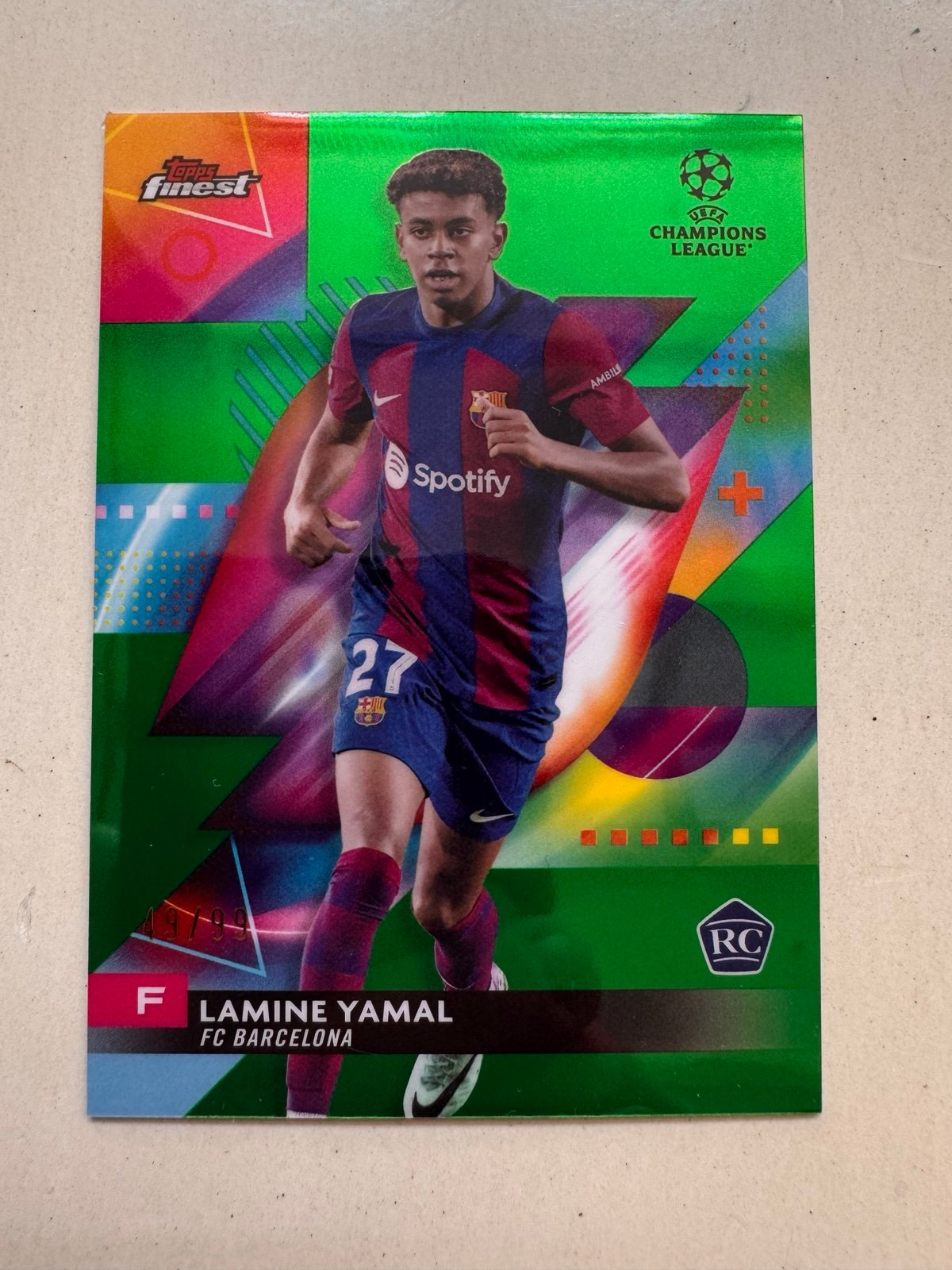 2024 Topps Finest Lamine Yamal Green Rookie /99 FC Barcelona