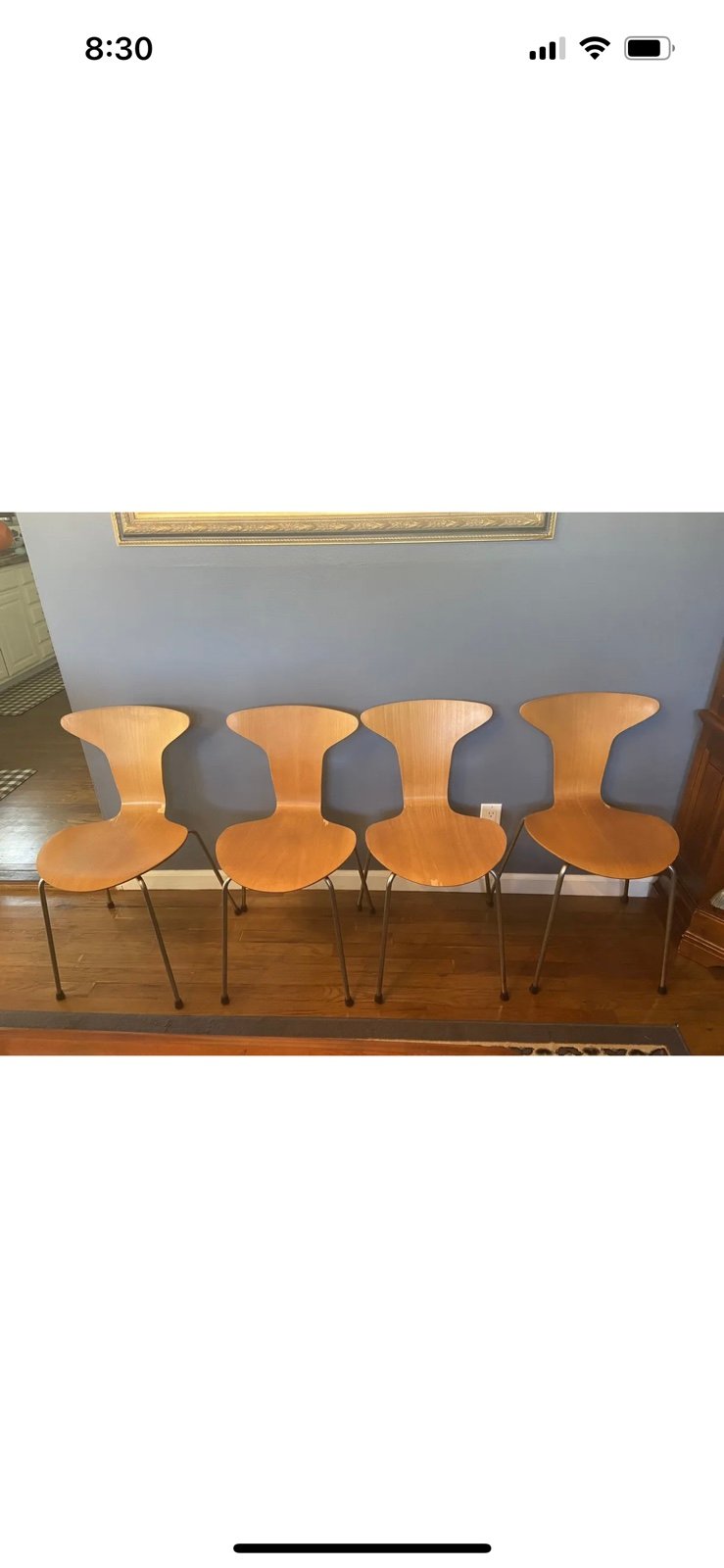 Arne Jacobson Mosquito Chairs(Munkegaard) for Fritz Hansen. 4 Chairs Available,