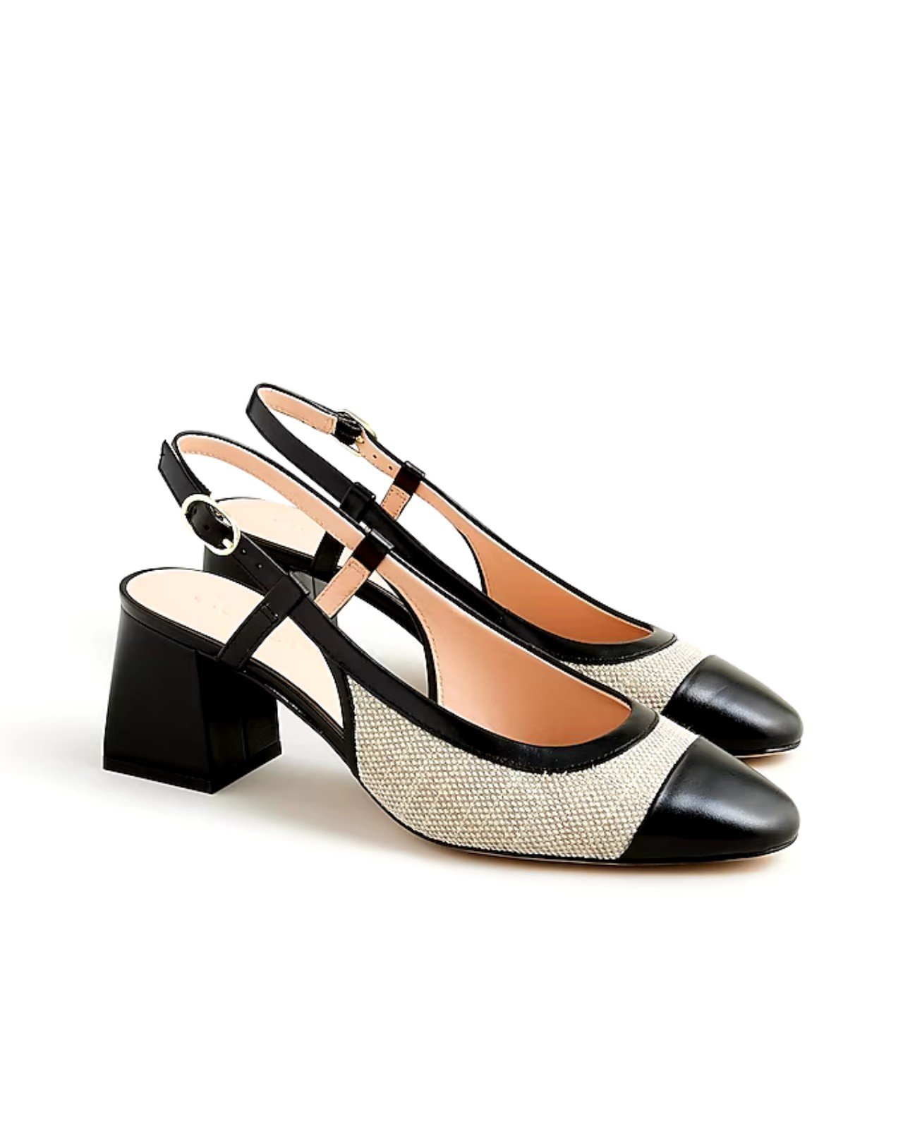 J.Crew Layne cap toe heels in Spanish canvas size 8.5 / 8H sling back
