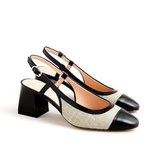 J.Crew Layne cap toe heels in Spanish canvas size 8.5 / 8H sling back