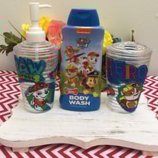 Paw Patrol soap dispenser/Paw Patrol bathroom accessories/Toothbrush holder/Body