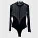 NWT Black Sheer Rhinestone Embellished Bodysuit Sz Lg
