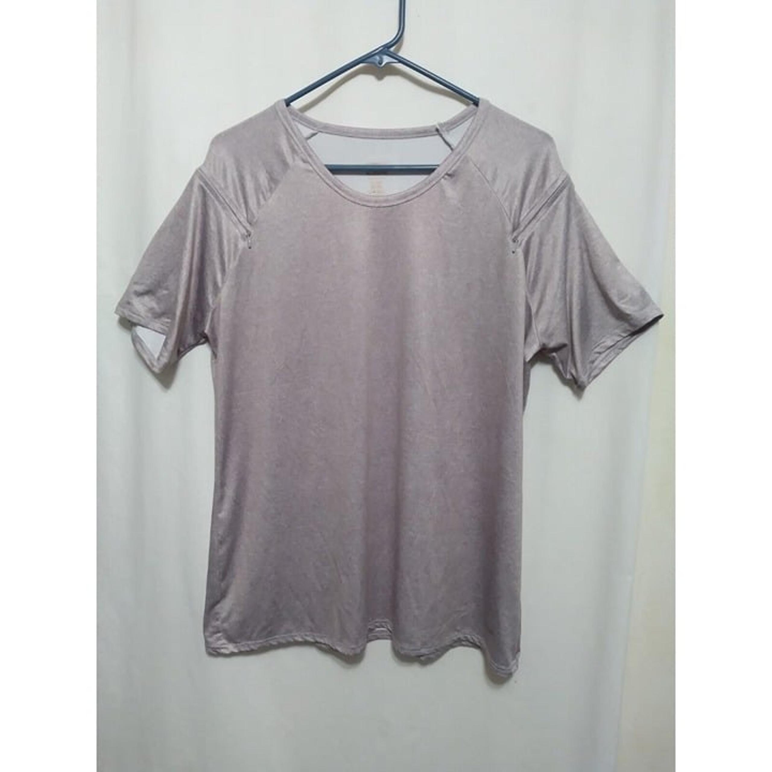 Copper Fit Pro Short Sleeve Shirt Gray Silky Women X Large Zippered Shoulders