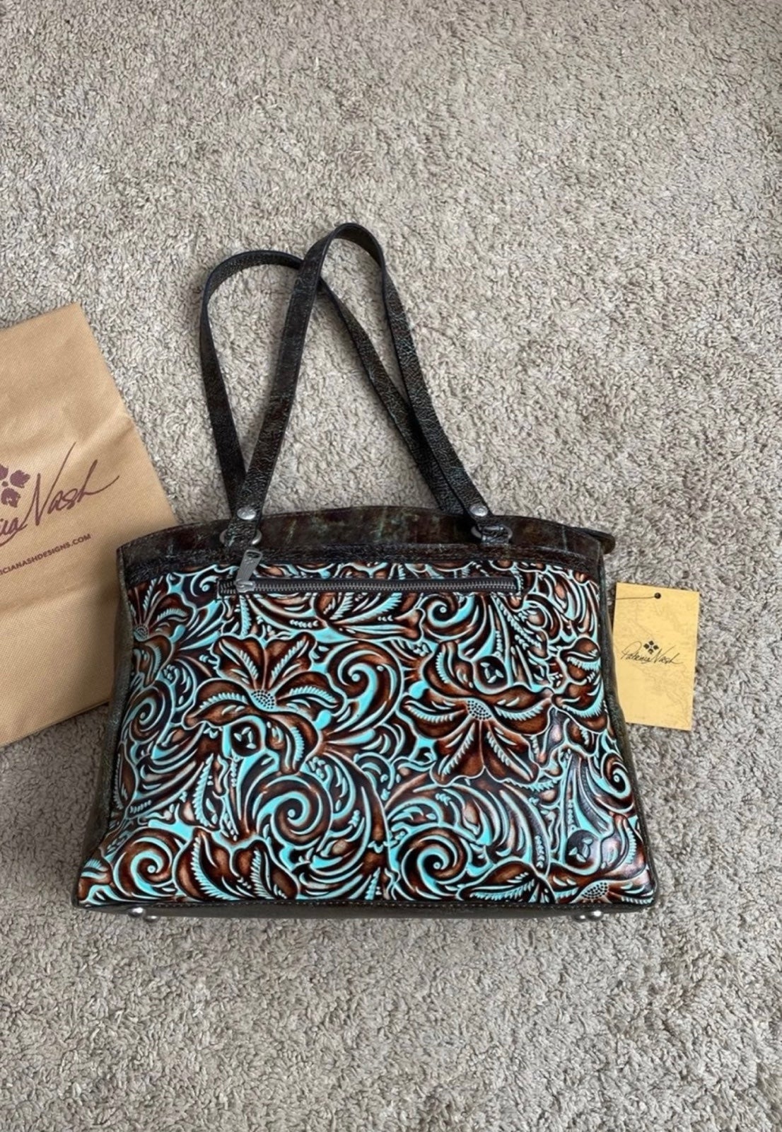 Patricia Nash Poppy Turquoise Satchel
