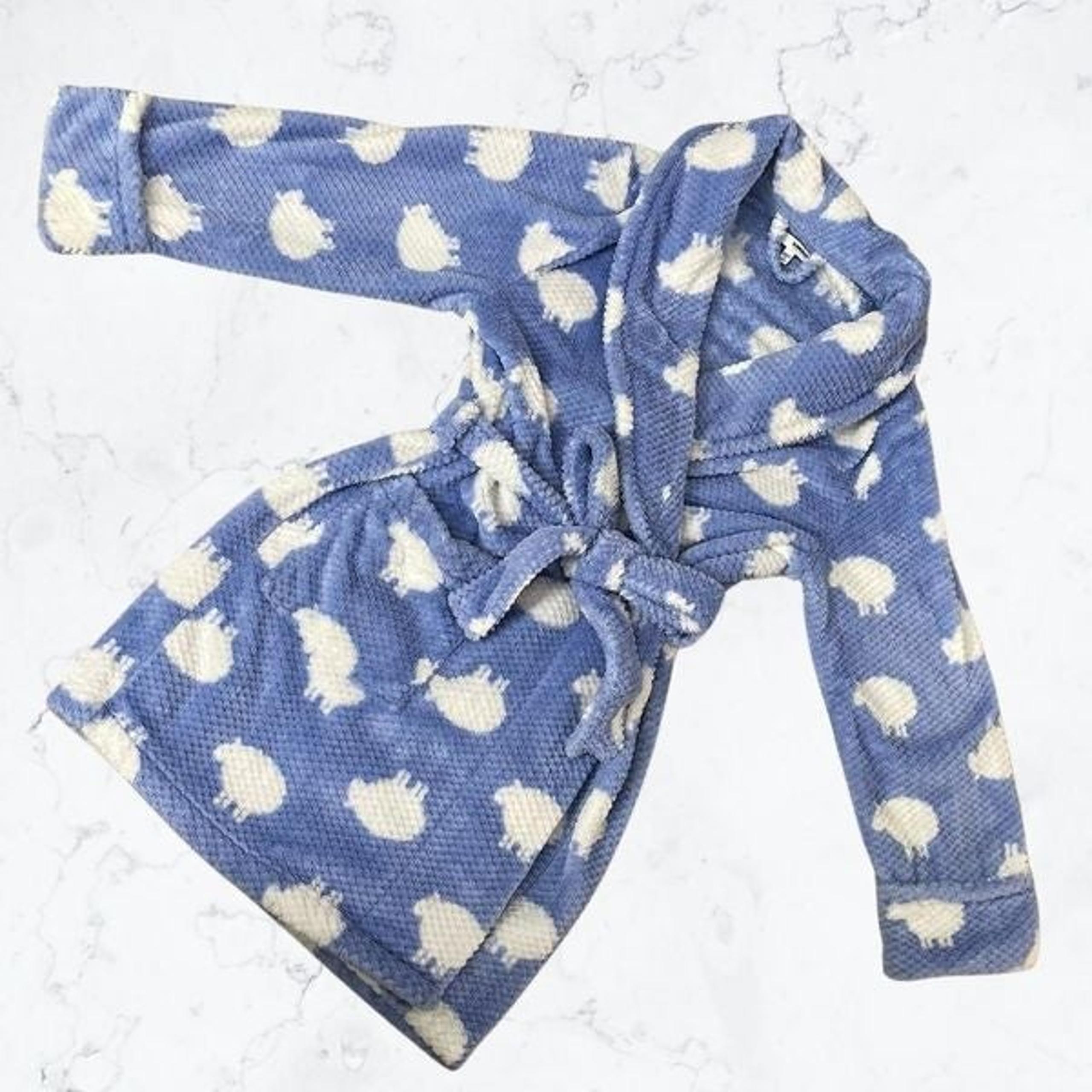 Sonoma Baby Blue White Sheep Fluffy Cozy Bath Robe