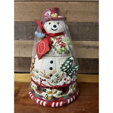Tracy Porter Jolly Ol Snowy Snowman Woodland Christmas Cookie Jar 13 New