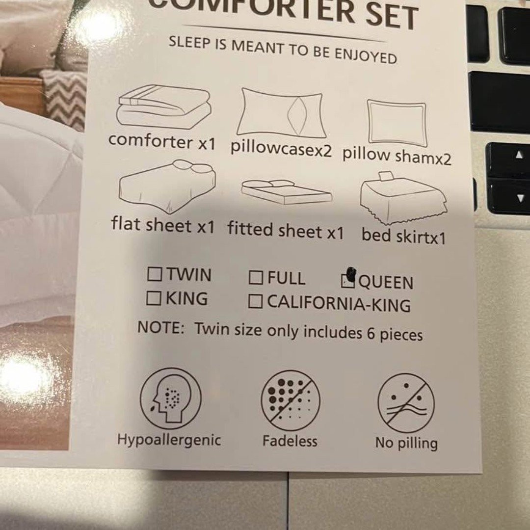 HEVUMYI 8 Pieces Queen Comforter Set, All Season Reversible Bed in a Bag Queen - detail
