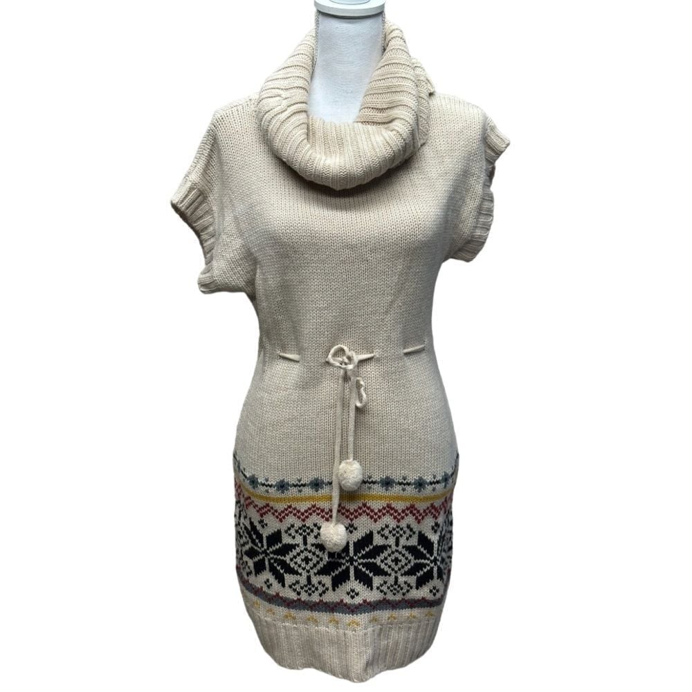 Energie? Fair Isle Knit Pom Pom Scandi Nordic Detail Dress Size XL (runs small)