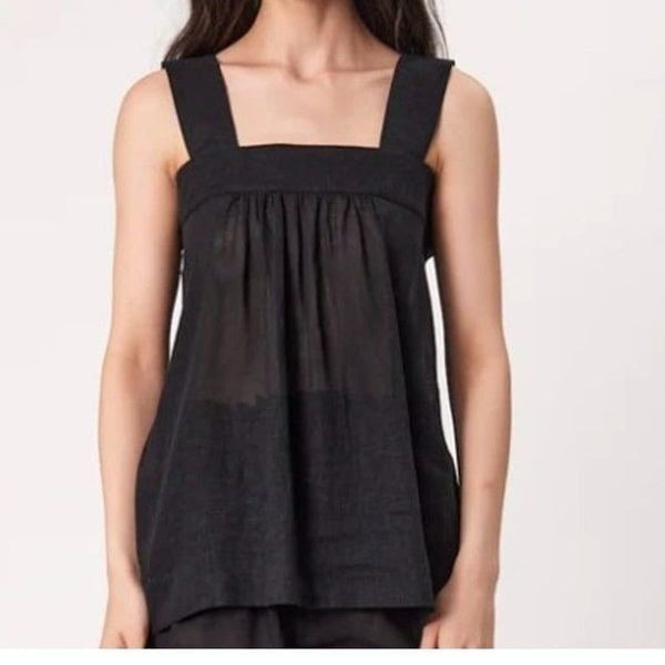 We The Free Women Small Black Boho Babydoll Tank Top
