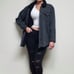 90s Vintage Excuse Grunge Dark Wash Black Distressed Sherpa Lined Denim Jacket L