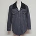 90s Vintage Excuse Grunge Dark Wash Black Distressed Sherpa Lined Denim Jacket L