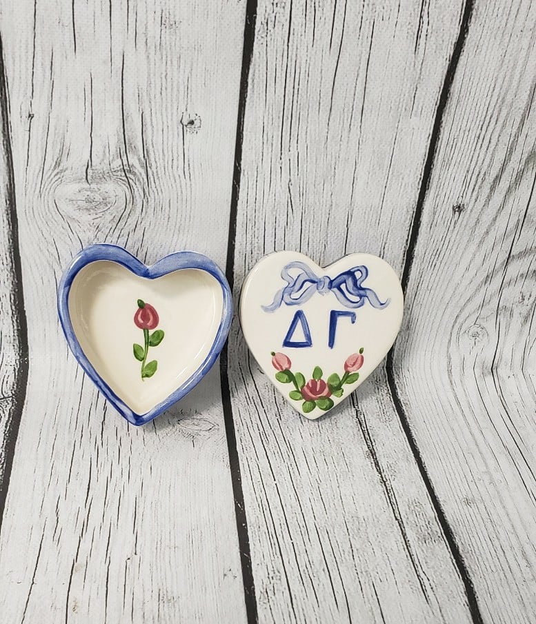 Vintage Delta Gamma Sorority Heart Jewelry Box,3