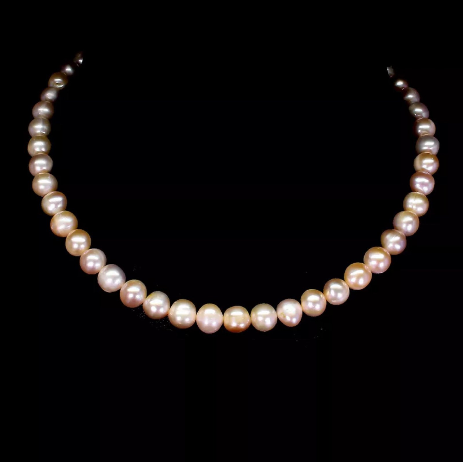 8x6mm Peach Natural Baroque Sterling Silver Necklace