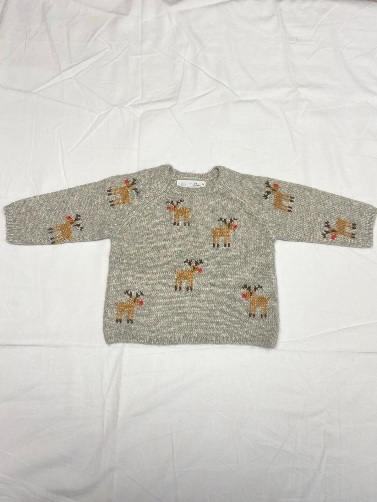 Zara baby rustic reindeer knit sweater