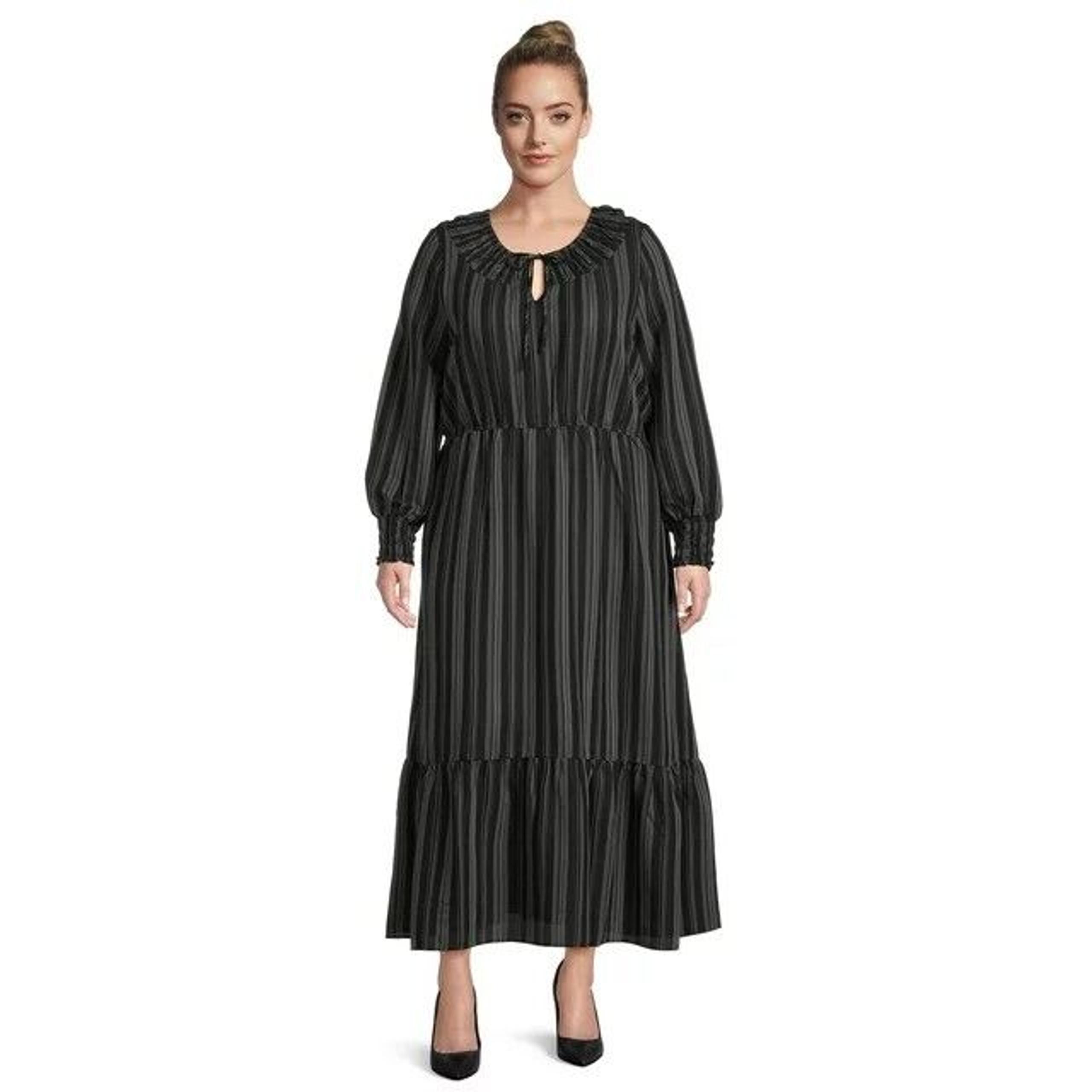 Terra & Sky Women's Plus SIZE 2X 20W-22W Peasant Tiered Long Sleeve Maxi Dress