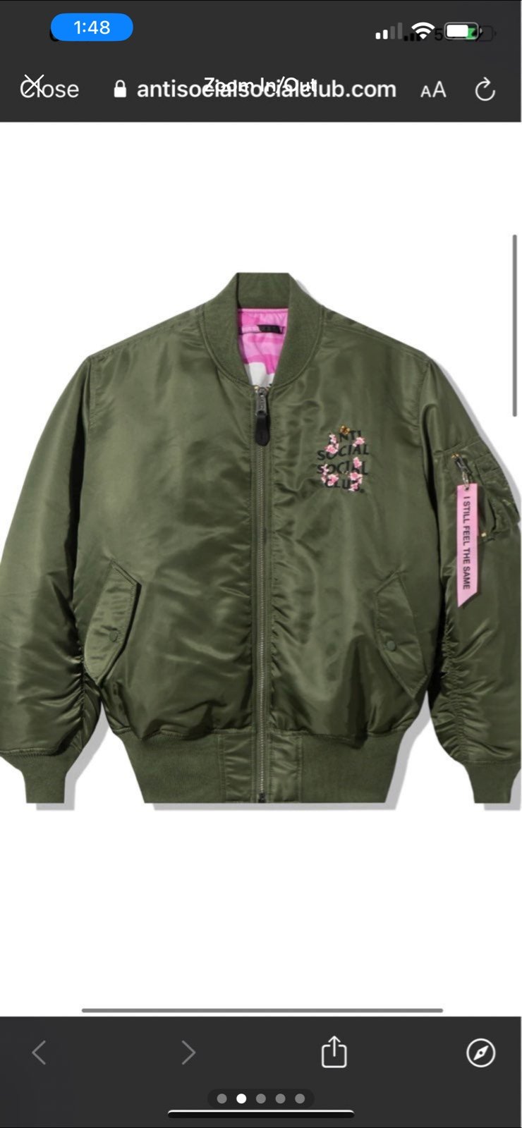 Anti Social Social Club Green Flight/bomber Coats & Jackets