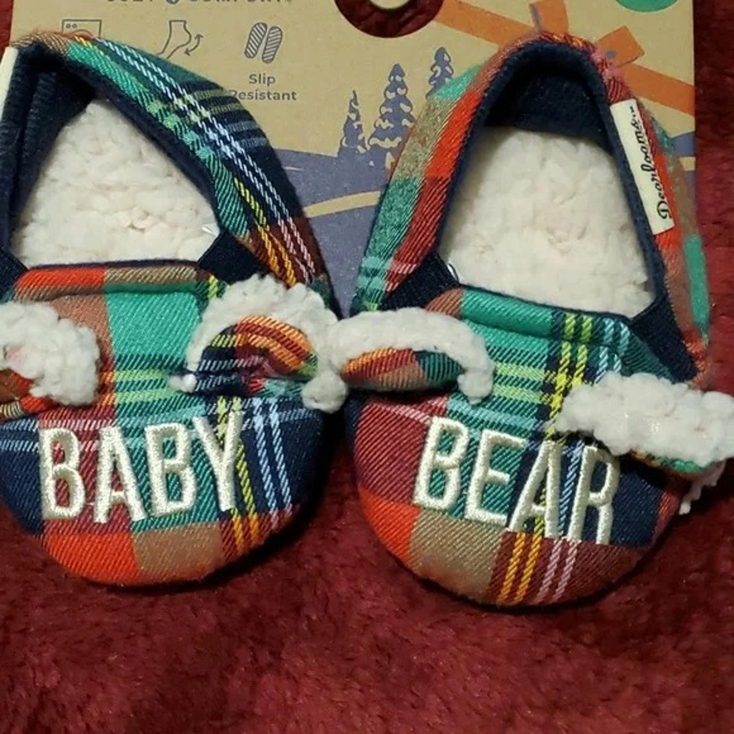 5/6 Baby Bear Plaid Dearfoam Slippers baby Size 5/6