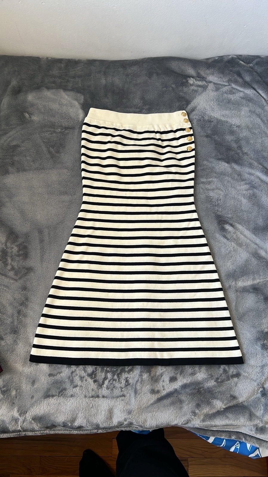 Women’s Bandeau Dress in Striped-White Mini Length Size S