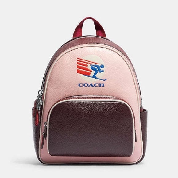 Coach NWT! 428 MSRP Mini Court Backpack In Colorblock With Ski Speed Graphic