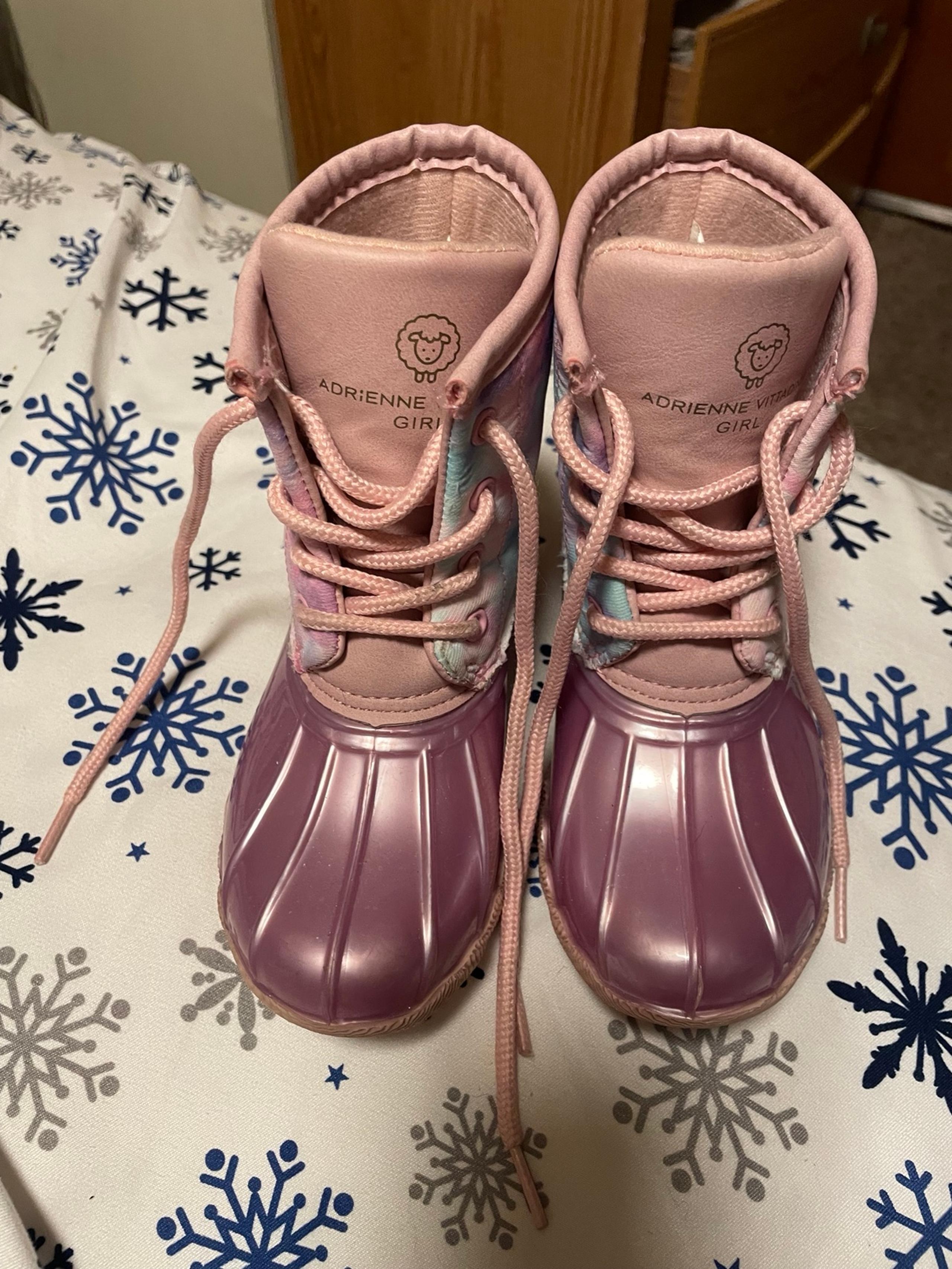 Girls duck boots size 12 Adrienne vittadini pink purple multicolor
