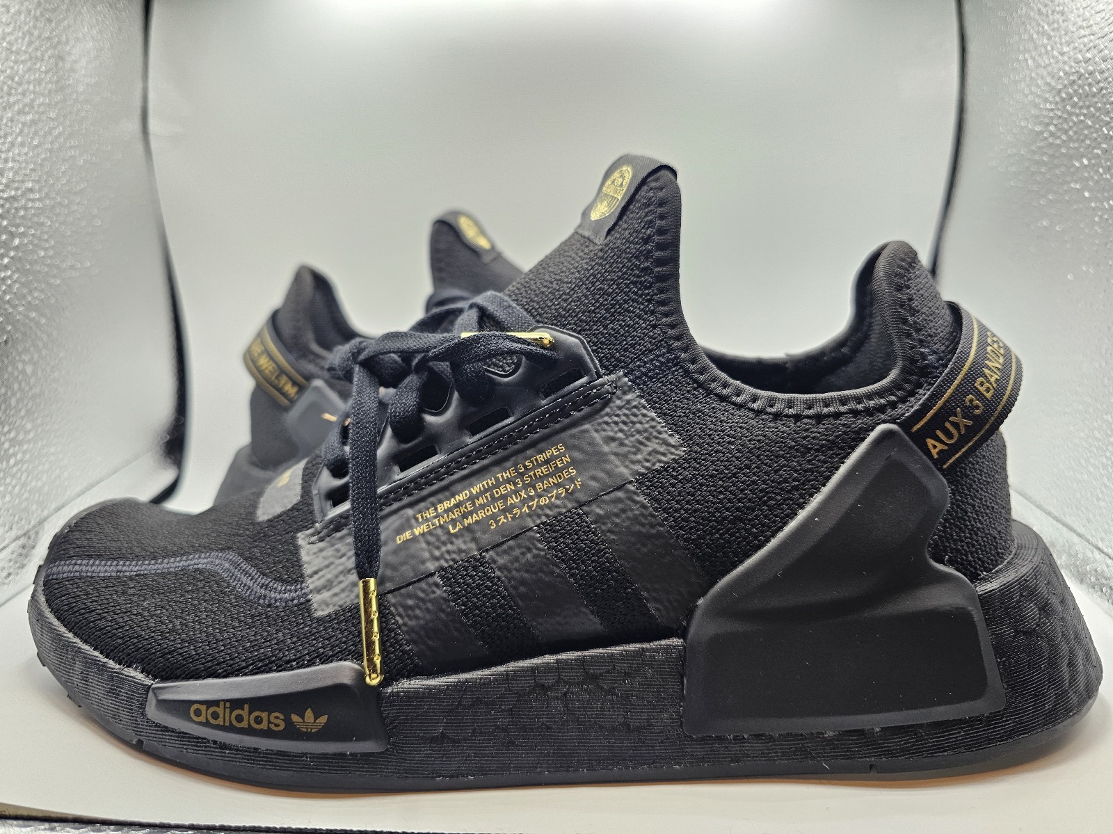 Adidas NMD R1 V2 'Black Metallic Gold' Size 5 Youth