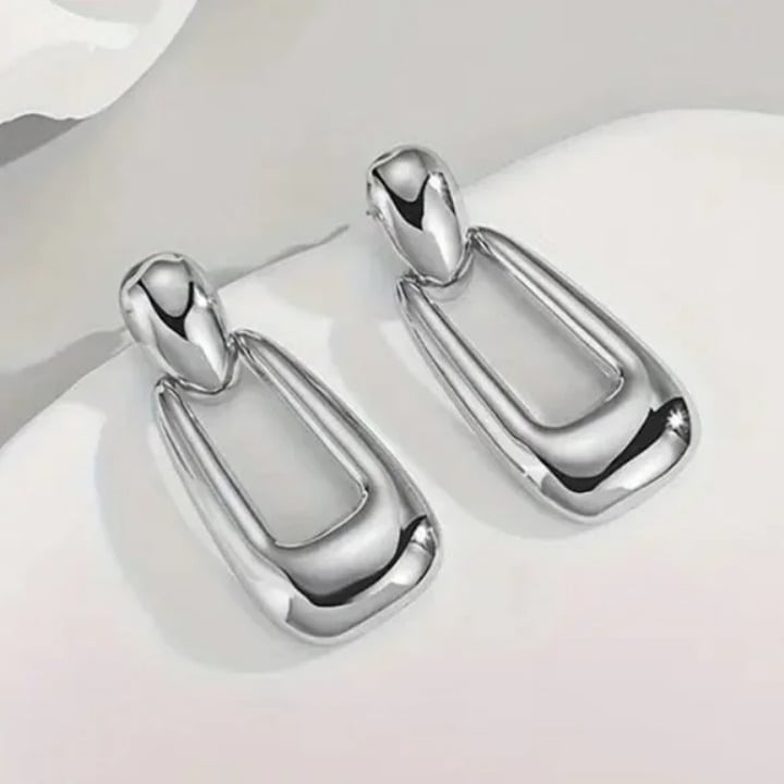 925 Sterling Silver Womens Large Square Hanging Drop Hoop Earrings New Jewelry