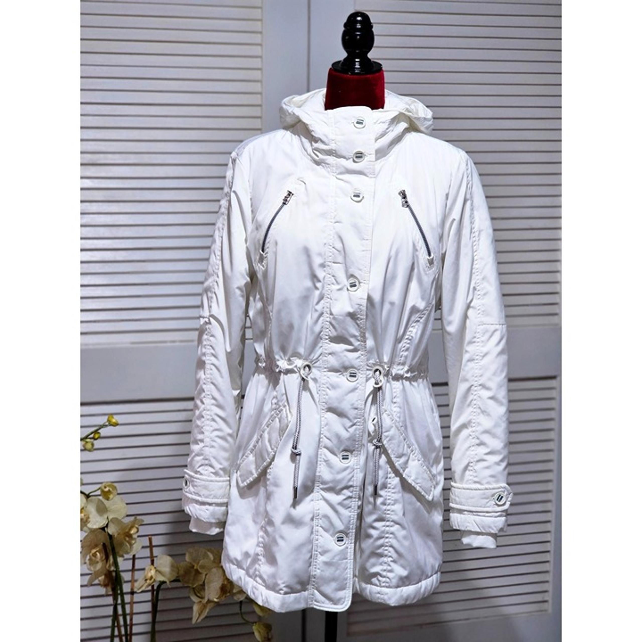 Athleta Women's White Parka Lightweight Hooded Athletic Jacket Size Large 2208