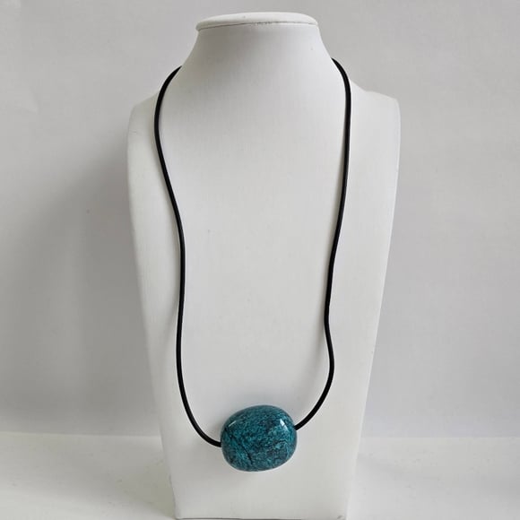 Sterling Silver 925 Turquoise (?) BEAD Necklace
