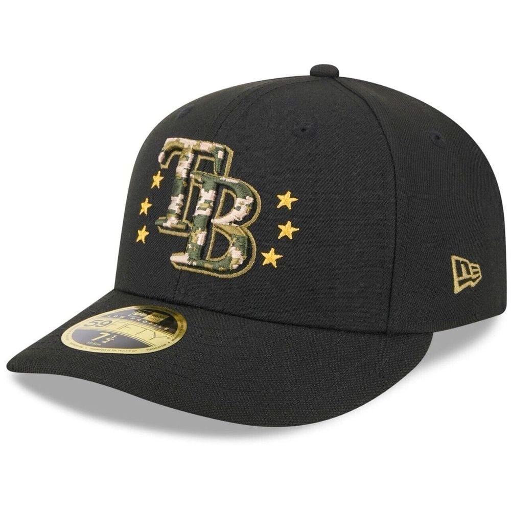 Men New Era 7 1/8 Black Tampa Bay Rays 2024 Armed Forces Day 9FIFTY Snapback Hat