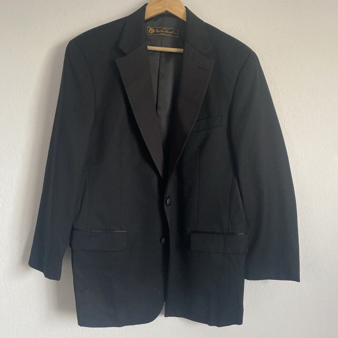 Calvin Klein /Loro Piana Tuxedo Jacket Black Wool Formal Wedding Cocktail Sz 40R