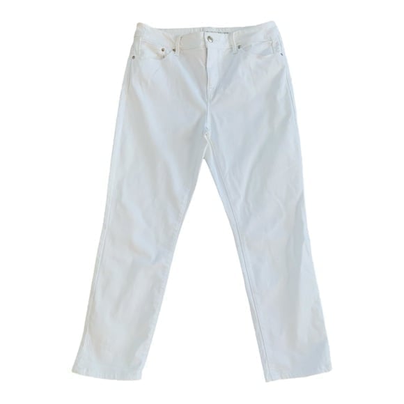 Women's Jeans White Cotton Jeans Chico's So Slimming Girlfriend Cropped Jeans