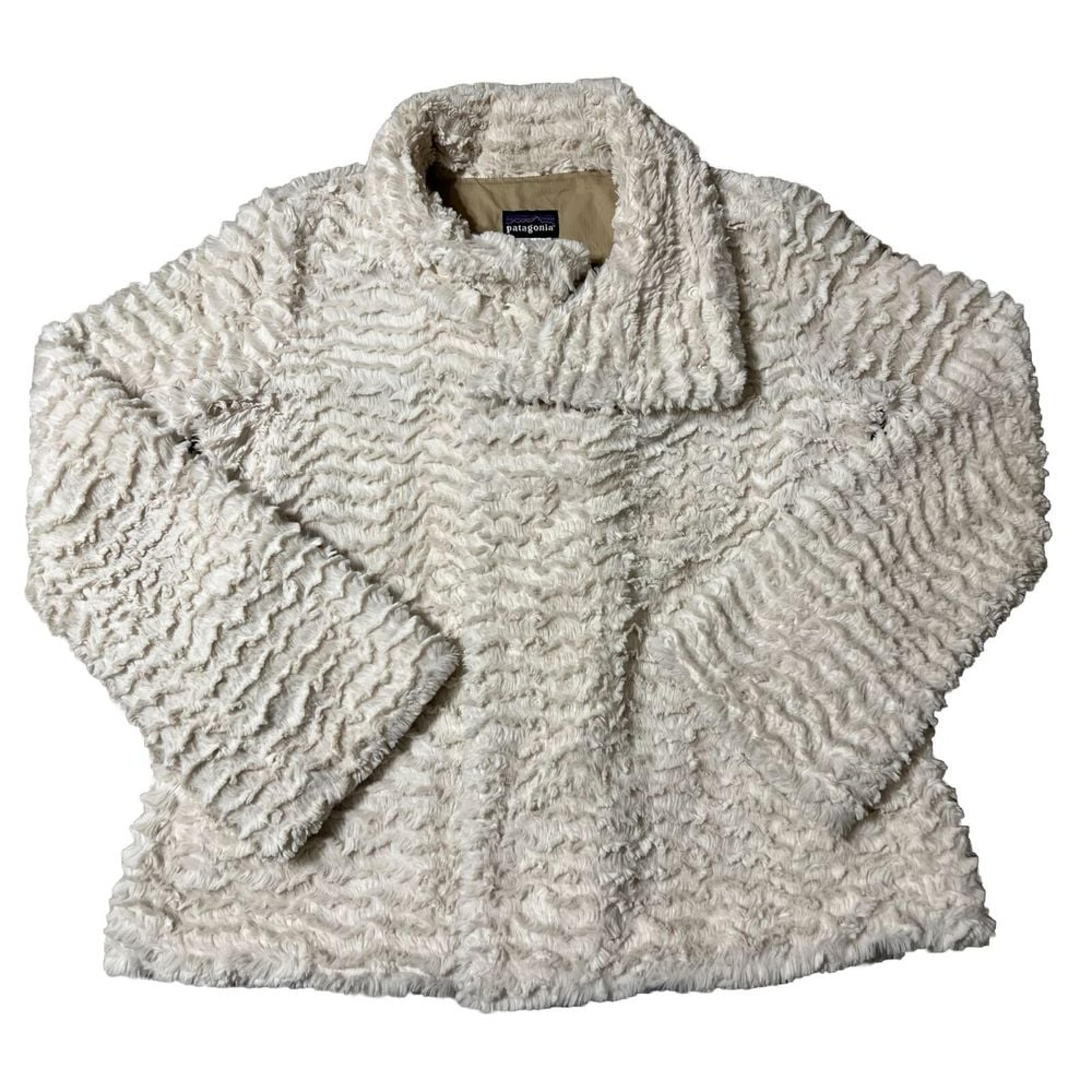 Patagonia Pelage Faux Fur Fleece, Full Zip White/Cream Jacket, Women's Medium