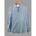 Michelle Farmer blouse blue stripes silver dots front buttons Size Med