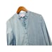 Michelle Farmer blouse blue stripes silver dots front buttons Size Med
