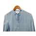 Michelle Farmer blouse blue stripes silver dots front buttons Size Med