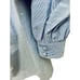 Michelle Farmer blouse blue stripes silver dots front buttons Size Med