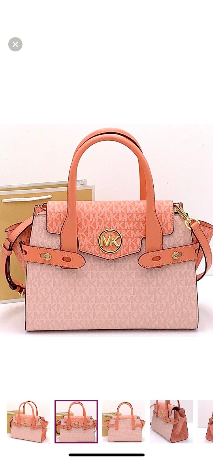 ICHAEL KORS Carmen Medium Color-Block Logo Satchel color SHERBERT Multi