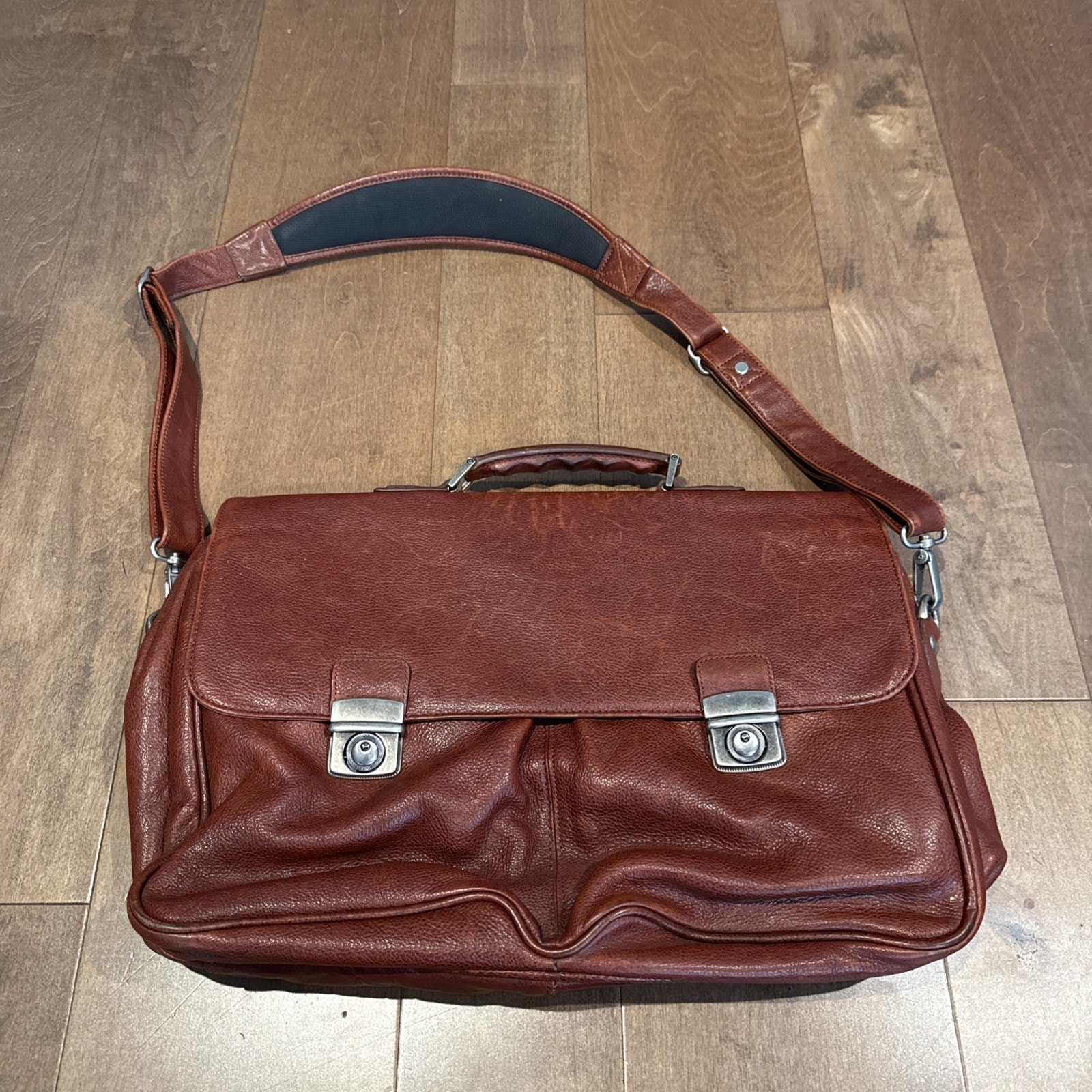VTG Wilson Leather Pelle Studio Brown Laptop Messenger Bag Briefcase Carry-On