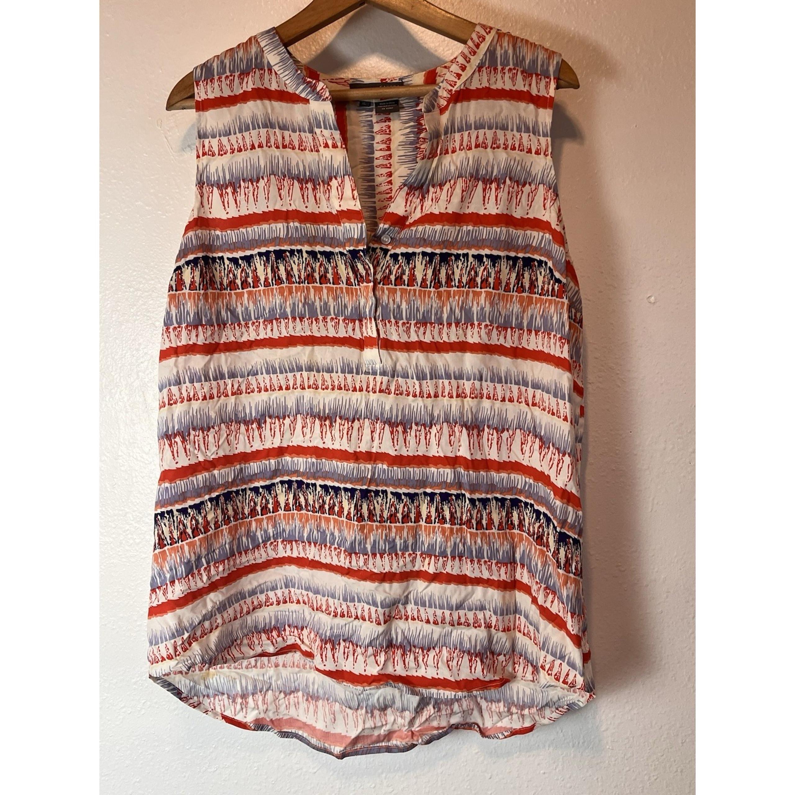 Sandra Ingrish Rayon Sleeveless Blouse Size XL Multicolor Pattern Summer Top