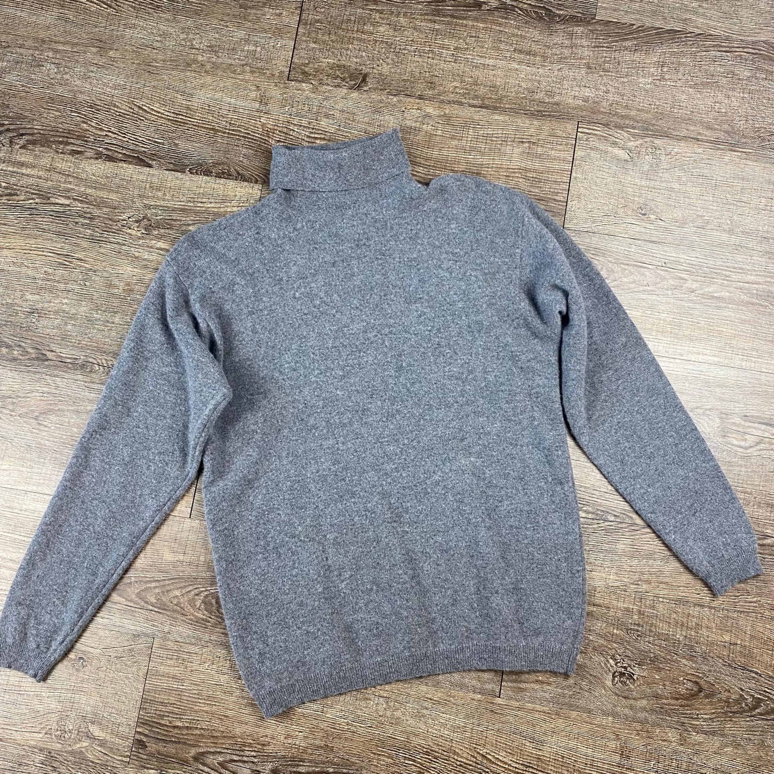 Vintage Lord & Taylor Sweater Women L Gray 100% Cashmere Turtleneck Long Sleeve