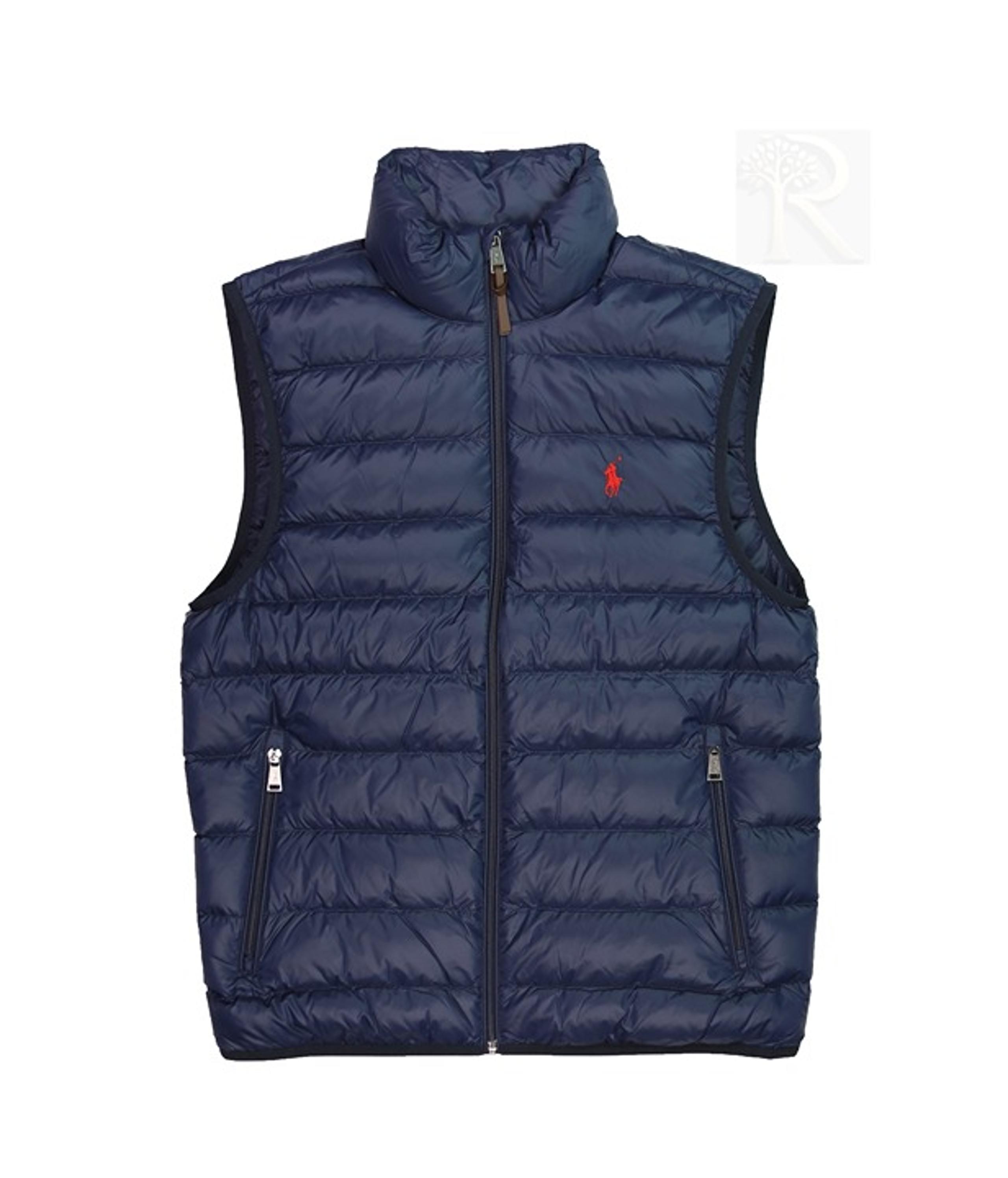 NWT Polo Ralph Lauren Men Signature Pony White Duck Down Light Vest Navy Medium