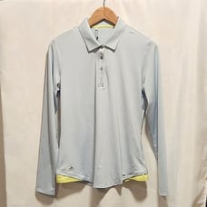 Adidas Women's Size S Light Blue w/Yellow Long Sleeve 1/4 Button Golf Polo Shirt