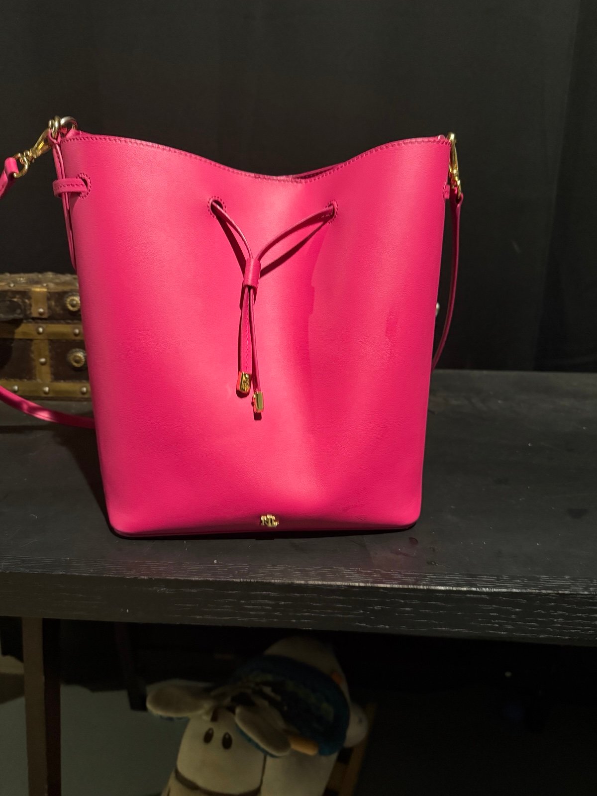 Ralph Lauren pink bucket bag with shoulder strap