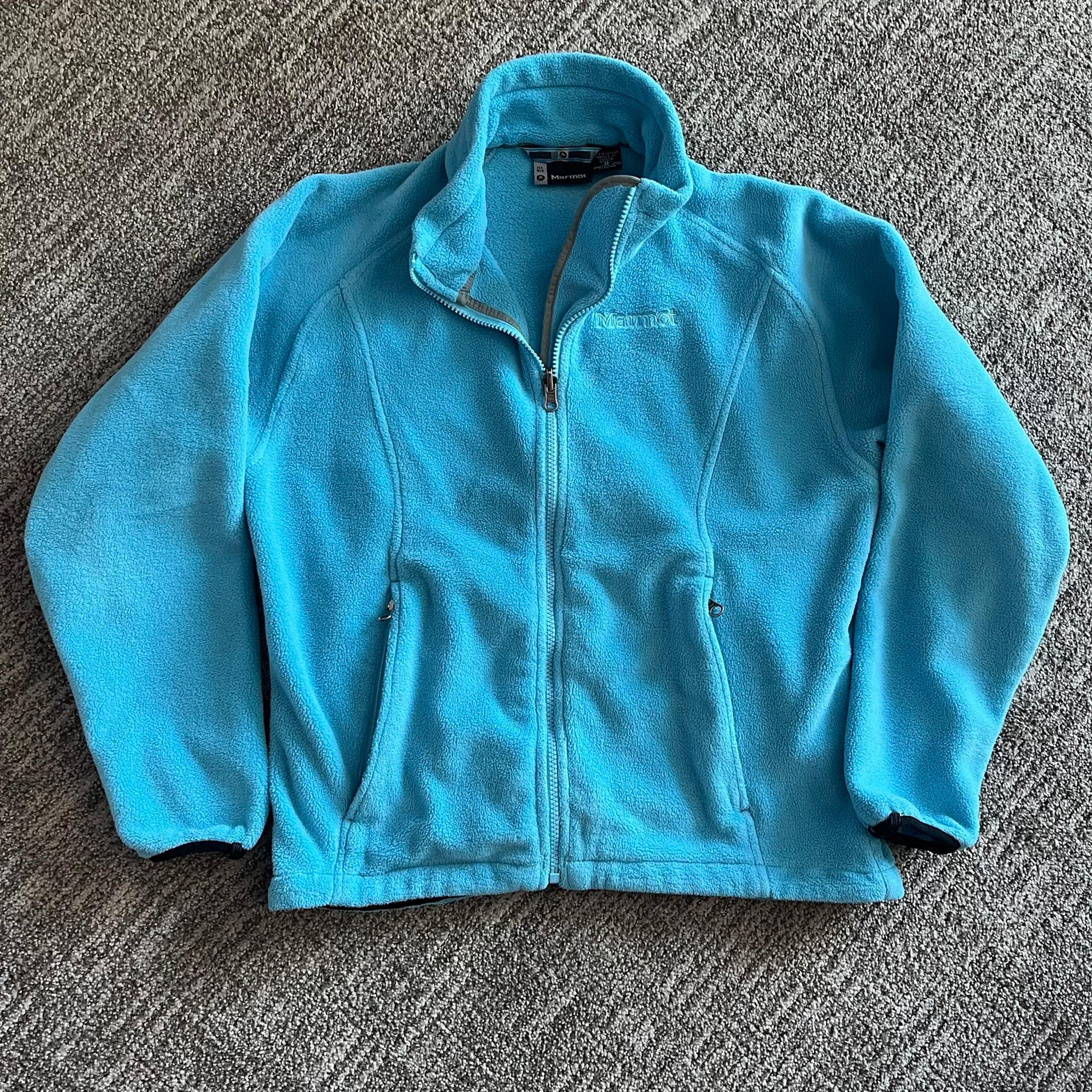 Marmot women’s fleece jacket size Medium bright blue full zip vented