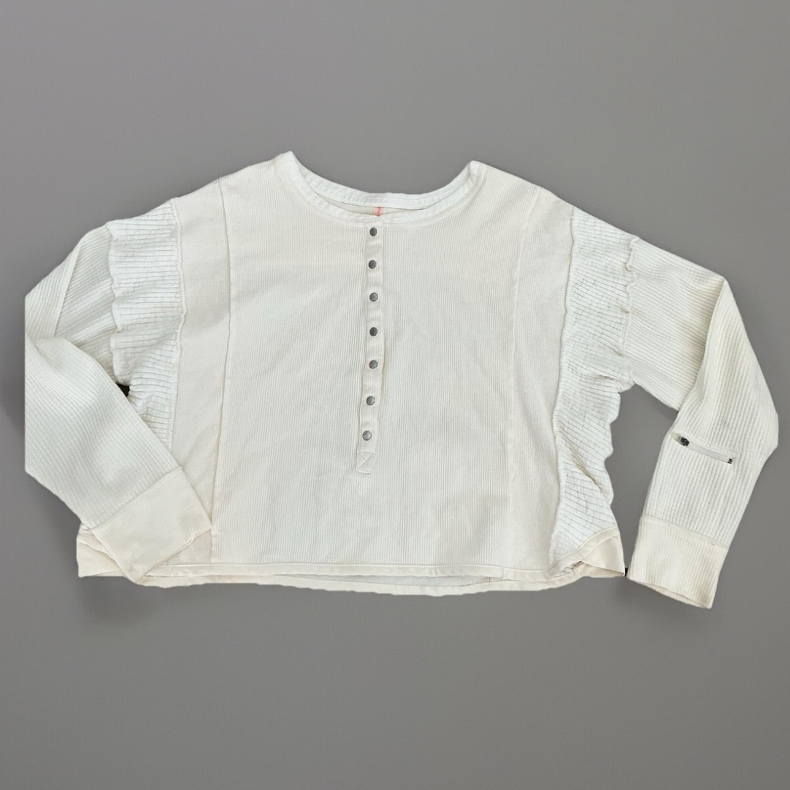 Free People Movement Top Ribbed Knit Pullover Henley Long Sleeve Size M