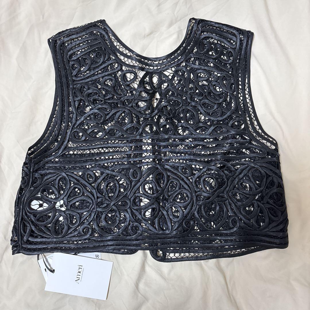 2WAY SATIN BATTEN LACE VEST(FREE BLACK): AMERI: WOMENS