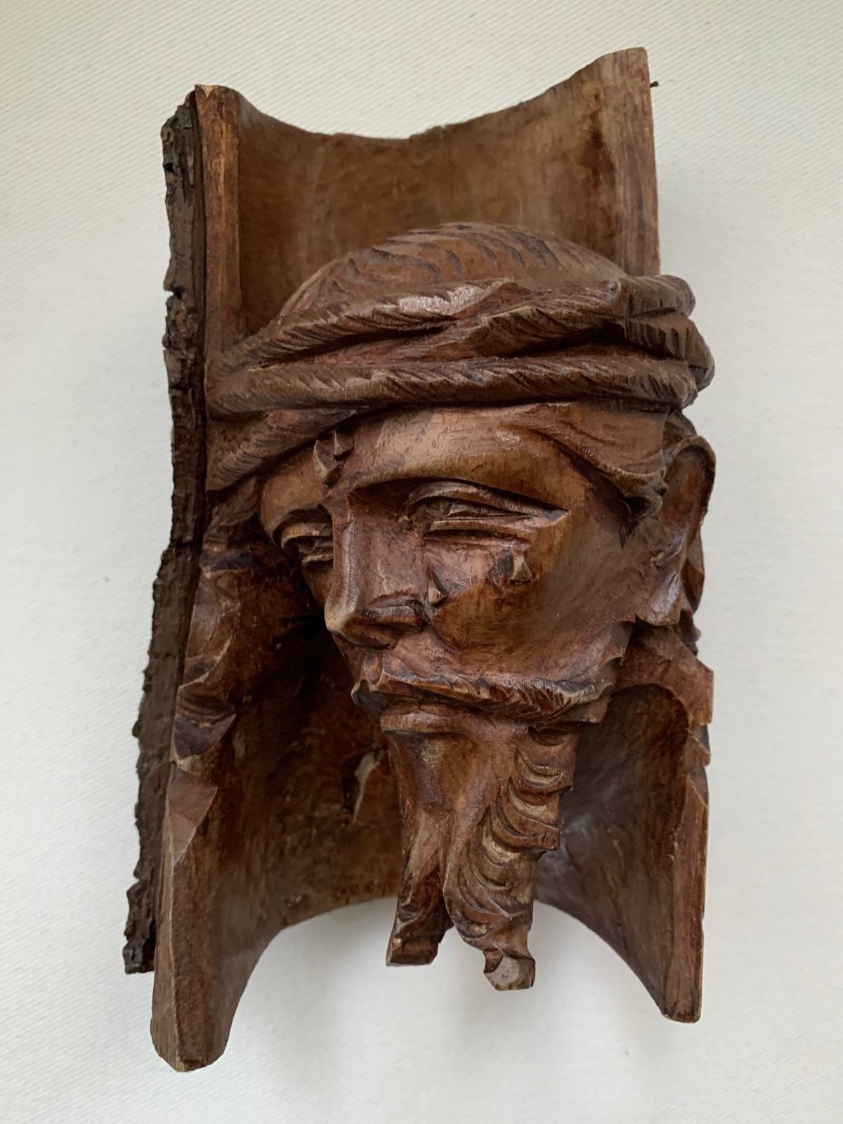Hand Carved Wooden Head of Jesus Christ