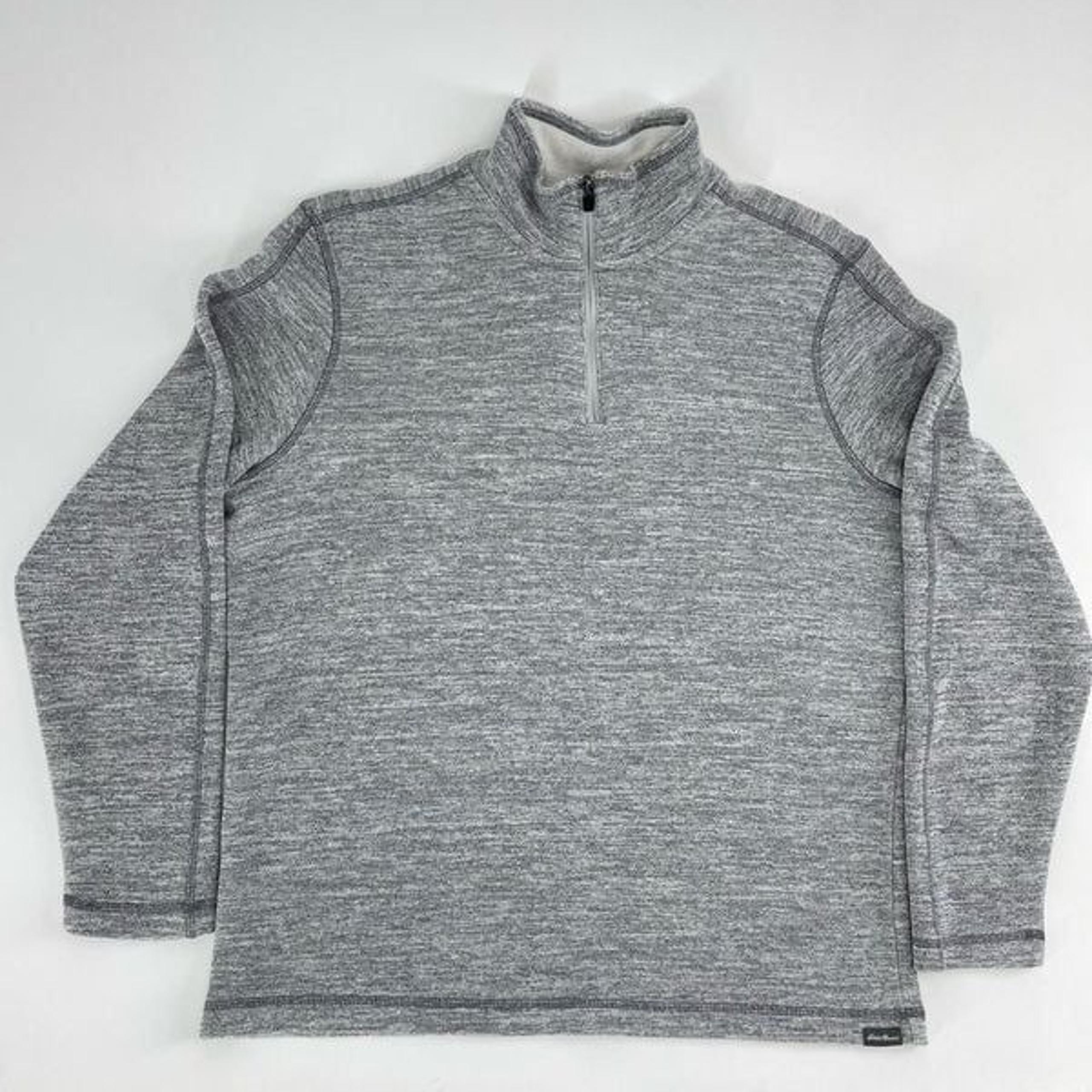Eddie Bauer 1/4 Zip Knit Pullover Sweatshirt (Gray) - Large